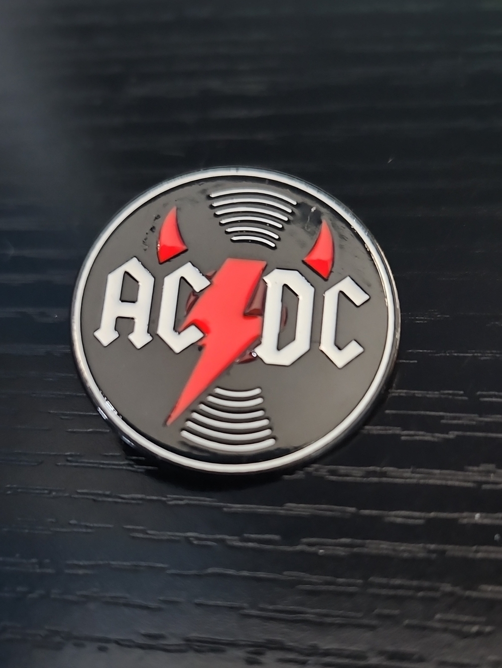 AC/DC Black and Red Band Enamel Pin